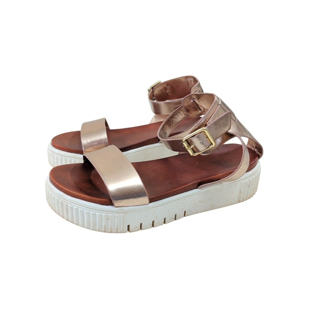 MIA Leanna Platform Sandal Womens 7 Bronze Ankle Strap Chunky Resort Coastal